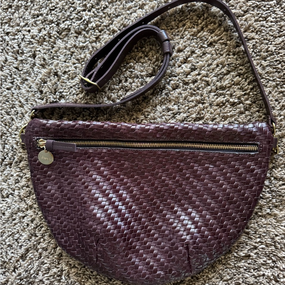 Brown Woven Leather Crossbody Bag